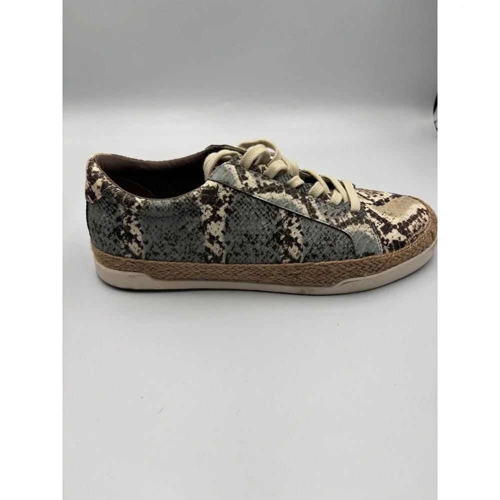 Crown vintage Snakeskin Embossed Espadrille Lace Up Sneakers Low Top Shoes